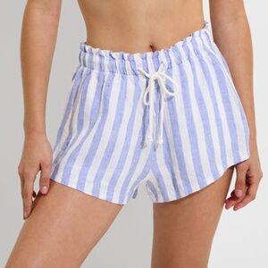Left on Friday Getaway Short Blue White Stripe High Rise Relaxed Fit Size Medium
